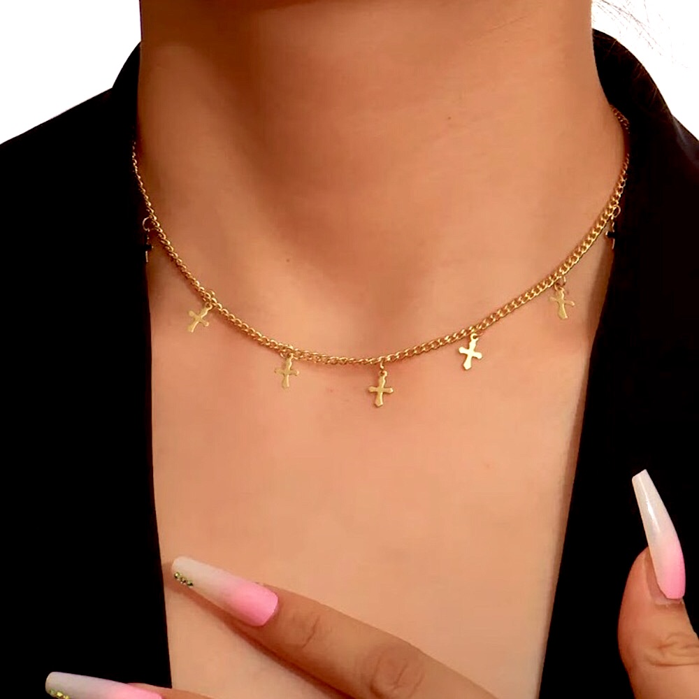 10/$25new Gold Crosses Delicate Casual Choker